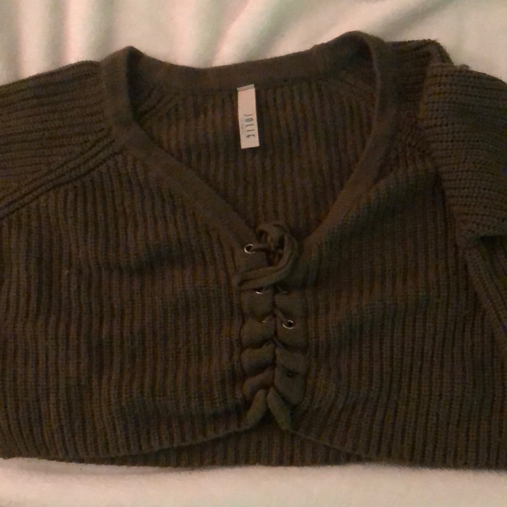 y2k dark green knit jolie top